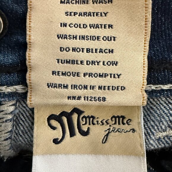 Miss Me Bedazzled Thick Stitch Skinny Jeans Women's 27 Dark Wash Embroidered - Picture 15 of 15